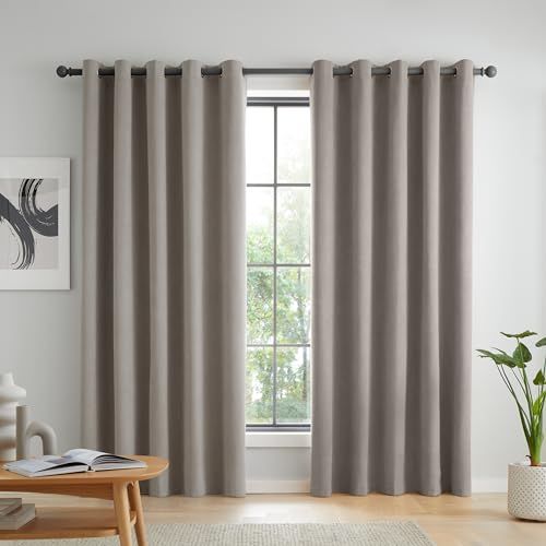 Catherine Lansfield Wilson Blackout Thermal Curtains - 117x229cm - Grey (Set of 2)