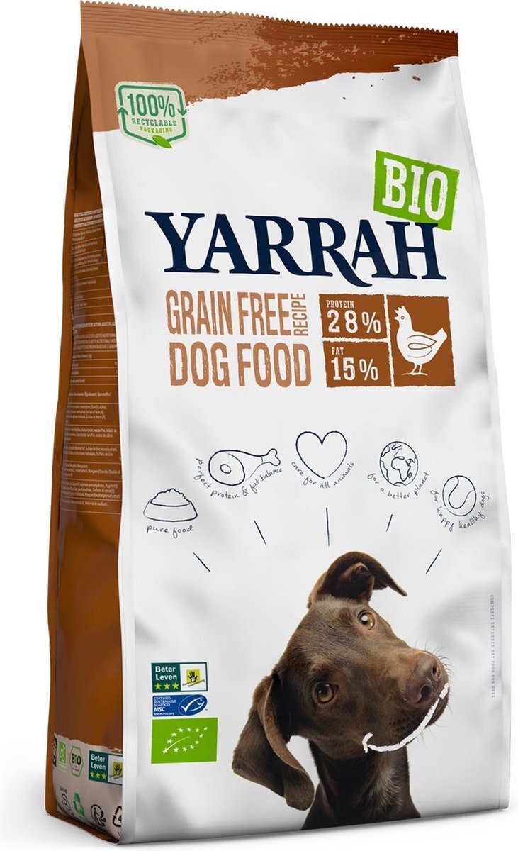 YARRAH 10 kg dog adult graanvrij kip/vis hondenvoer