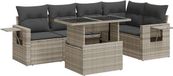 vidaXL 6-delige loungeset met kussens, polyrattan, lichtgrijs