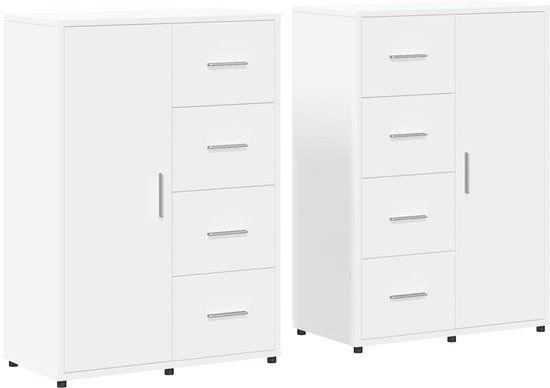 vidaXL Dressoirs - 2 stuks - Bewerkt hout - Wit