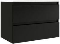 Saniclass Chacito Meuble de salle de bain - 80x40x55cm - lavabo en céramique blanc brillant - 1 vasque - 1 trou de robinetterie - 2 tiroirs - noir mat