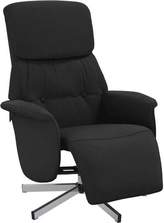 vidaXL Fauteuil verstelbaar met voetensteun stof zwart