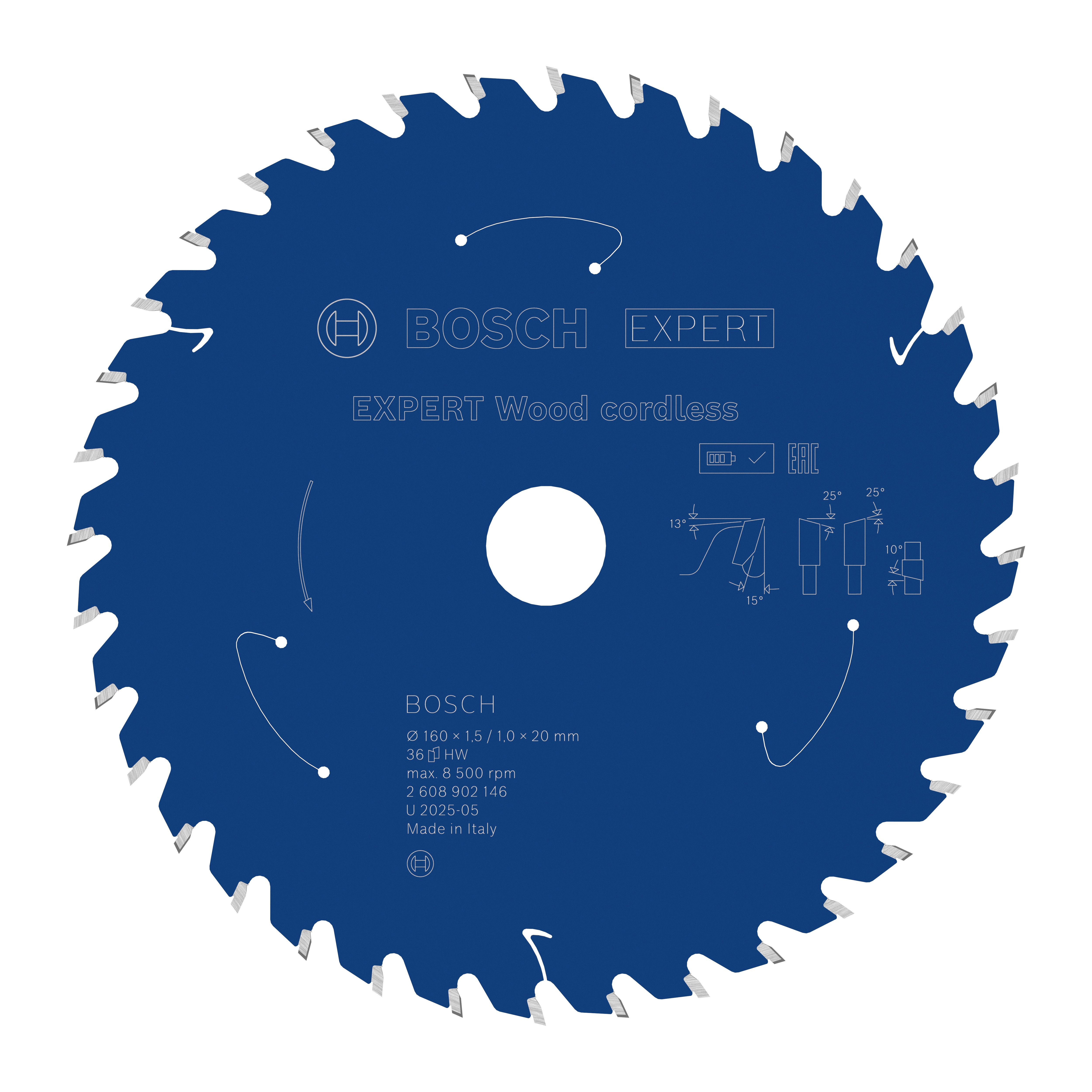 Bosch Accessoires EXPERT Wood cordless Cirkelzaagblad | 160 x 1,5/1 x 20 mm | T36 - 2608902146