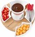 5five Set à fondue - blanc - porcelaine - Dia 26 cm - 4 fourchettes à fondue - pour chocolat/fromage