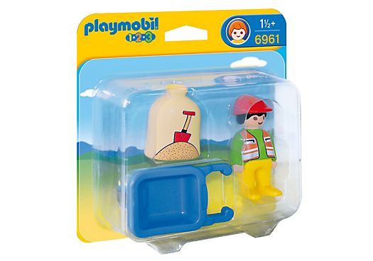 Playmobil 1.2.3 Arbeider met kruiwagen