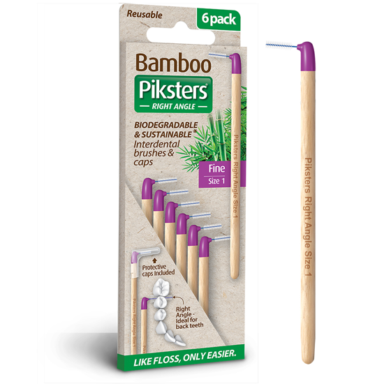 Piksters Bamboo Interdental Brushes - Fine - Paars