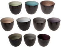 Cosy & Trendy Aardewerk Koffie/Thee Kopjes - Zonder Oor - 10 Stuks - Zwart - 23 cl