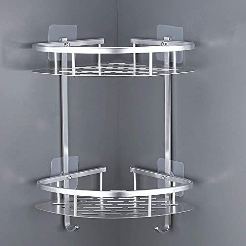 LATERN Doucheplank, hoekrek zonder boren, aluminium doucheplank, hoek 2 etages, roestvrij hoekplank, douche-organizer, houder