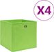 vidaXL Opbergboxen - 4 stuks - 28x28x28 cm - Groen