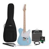 Gear4music Knoxville elektrische gitaar blauw, 10 W gitaarversterker en accessoirepakket