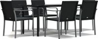 vidaXL 7-delige Tuinset met kussens poly rattan en staal