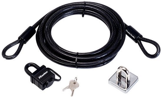 Masterlock Antidiefstalkit: stalen kabel hangslot en anker 4 5mx10mm 8271EURDAT