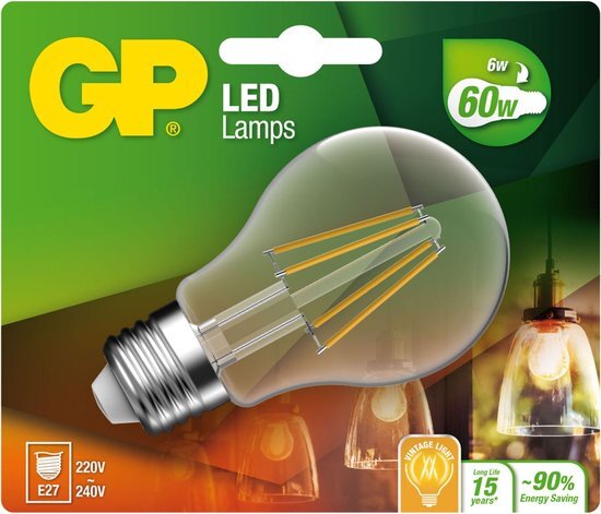 GP Battery GP Lighting Filament Classic E27 6W 60W 806 Lm