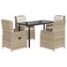 vidaXL Ensemble de jardin 5 pièces avec coussins, poly rotin, beige