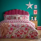 Furn. Glass Hearts Dekbedovertrek Set - Glas-in-lood Romantische Cupido Omkeerbaar Polycotton (Roze - Super King)
