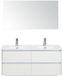 BES LED Dante Badmeubelset 120 cm - 4 Laden Wit Hoogglans - Keramische Wastafel Wit Cover met Spiegel
