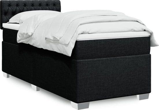 vidaXL Boxspring met matras stof zwart 80x200 cm