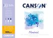 Canson Montval Aquarelpapier, koudgeperst, 300 g, aan de korte zijde gelijmd, 18 x 25 cm, wit, 12 vellen