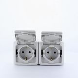 Legrand FORIX spatwaterdicht stopcontact met klapdeksel - RANDAARDE - tweepolig - dubbel - IP44 - grijs