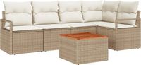 vidaXL Tuinbank Set 6-delig Beige Poly Rattan