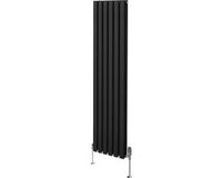 MonsterShop Monster Group BV Ovale radiator + trv-chroomkranen - zwart - 1600x360 mm - ce-gekeurd
