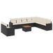 vidaXL 11-delige Loungeset met kussens, poly rattan, zwart