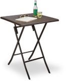 Merkloos Relaxdays Tuintafel - 74 x 61,5 x 61,5 cm - inklapbaar - kunststof - metaal - vierkant - bruin