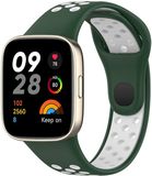 By Qubix Qubix Siliconen sportband - Donkergroen met wit - Geschikt voor Xiaomi Redmi Watch 3