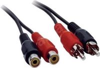 PremiumCord Cinch-kabel 2 m, 2x RCA stekker naar 2x RCA-aansluiting, audio verlengkabel, stereo audio, voor tv, mobiele telefoons, MP3, hifi, kleur zwart