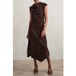 Reiss Robe mi-longue en jersey de sergé bordeaux
