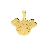 Lucardi Dames 14 karaat geelgouden kinderkopje meisje hanger