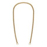 Lucardi Dames Stalen goldplated bedel ketting platte schakel dubbel - Ketting - Staal - Goudkleurig - 42 cm