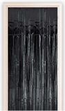 Merkloos Zwart metallic folie party deurgordijn - 100 x 250 cm - Halloween thema