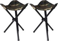 Van Os Visserskrukje - 2x stuks - camouflage - drie poot kruk - opvouwbaar - H40 cm - campingstoel