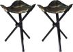 Van Os Visserskrukje - 2x stuks - camouflage - drie poot kruk - opvouwbaar - H40 cm - campingstoel