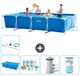 Intex Rechthoekig Frame Zwembad - 450 x 220 x 84 cm - Blauw - Inclusief Solarzeil - Onderhoudspakket - Zwembadfilterpomp - Filter - Schoonmaakset - 6-delig