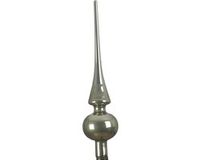 Decoris Kerstboom piek - mos groen - glas - glans - 26 cm