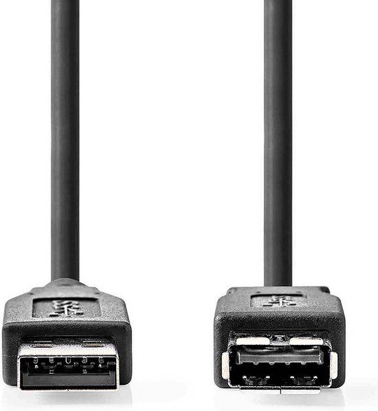 Nedis USB-Kabel - USB 3.2 Gen 1 - USB-A Male - USB-A Female - 5 Gbps - Zwart - 1.00 m
