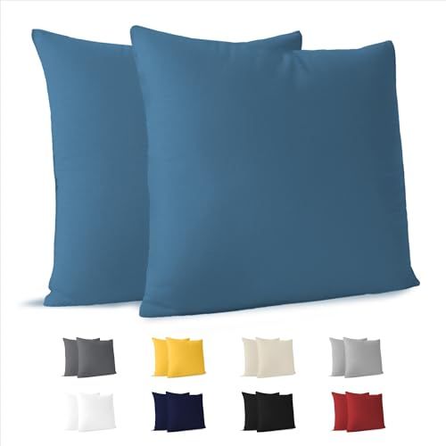Dreamzie katoenen kussensloop 65x65 cm blauw (set van 2), OEKO-TEX