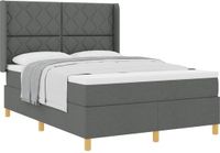 vidaXL Boxspringbed met hoofdeinde Donkergrijs 140 x 190 cm Stof