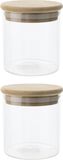 Cosy & Trendy Voorraadpot - Set van 2x stuks - 330 ml - Glas - Houten Deksel