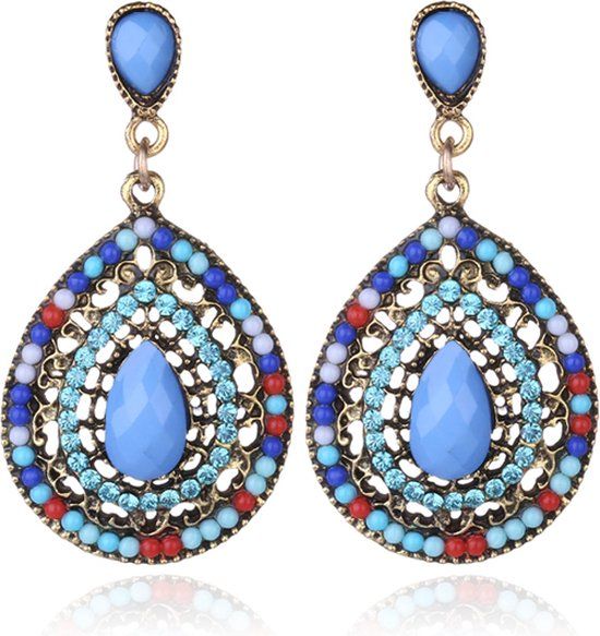 LGT JWLS Lookinggoodtoday Druppelvormige Bohemian dames oorbellen Multicolor