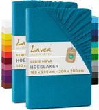 Lavea® Set van 2 Hoeslakens 180x200 cm Aquamarijn