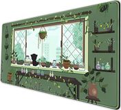 Leuke Luckycow Muismat Leuke Kawaii Groene Plant Esthetische Muismat, Pixel Art XXL Muismat Grote Laptop Gaming Muismat, Laptop Desktop Mat, 80 x 40 cm