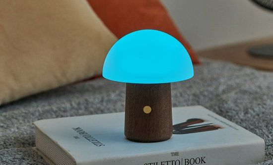 Gingko Mini Alice Mushroom Tafellamp - Walnoothout | LED | 10 cm