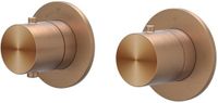 IVY Concord Afbouwdeel Inbouwthermostaat met 2-Weg Stop-Omstel Symmetry met Ronde Rozetten - RVS 316 Geborsteld Mat Koper PVD