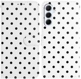 Selected by GSMpunt.nl Hoesje Geschikt voor Samsung Galaxy A37 | Polka Dot Wallet Book Case | Portemonnee Hoesje | 3 Pasjes | Magneetsluiting | Stand Functie | Wit