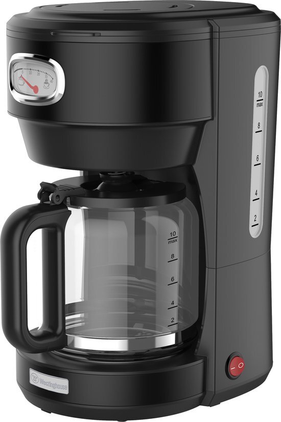 Westinghouse Retro Serie - Koffiezetapparaat - Filterkoffie Machine - Zwart - Met Herbruikbare Filter - 10 Koppen Koffie zwart