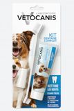 Vetocanis Bio00068 Tandverzorgingsset voor honden met tandenborstel, tandpasta en massageborstel, smaakkoekje