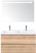 BES LED Vogue Badmeubelset 100 cm - Greeplijst in Kleur - Grey Oak - Keramische Wastafel Wit 2 Kraangaten met Sence Spiegel